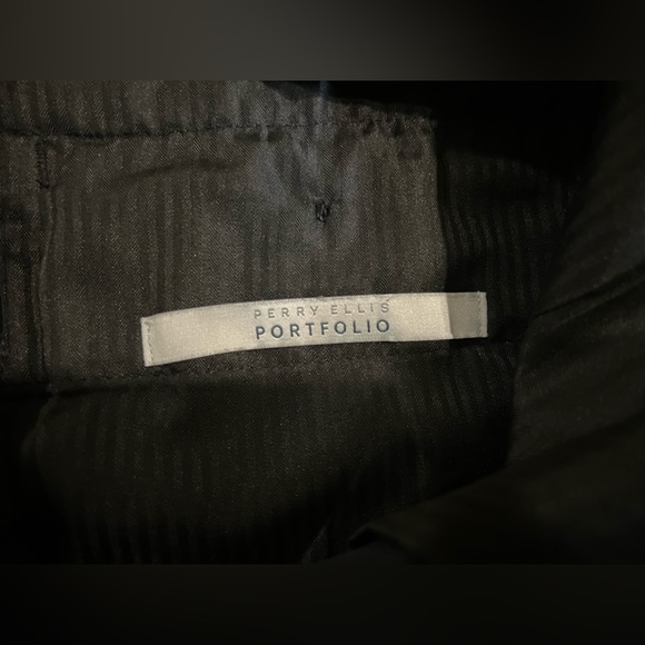 Perry Ellis Portfolio Black Men’s Dress Pants Flat Front Size 33x29 Business - Picture 7 of 10